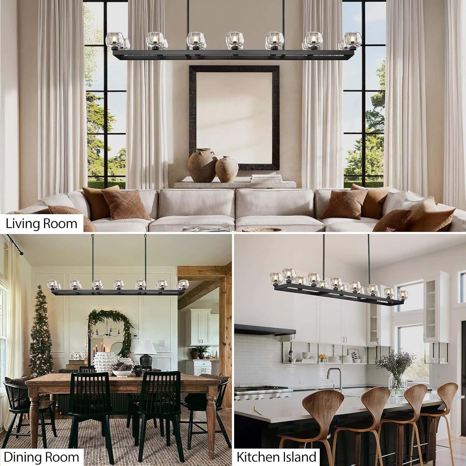 Modern Crystal Rectangle Wagon Wheel Chandeliers