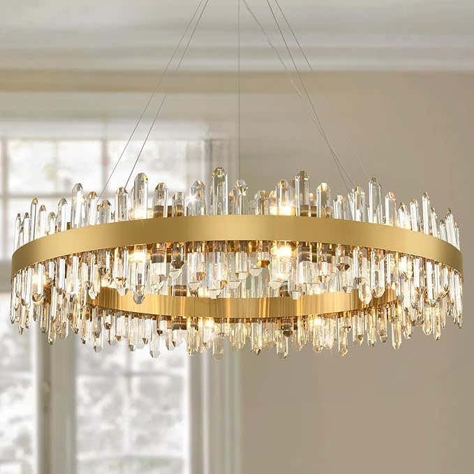 MDEGLYO Modern Crystal Round Chandelier