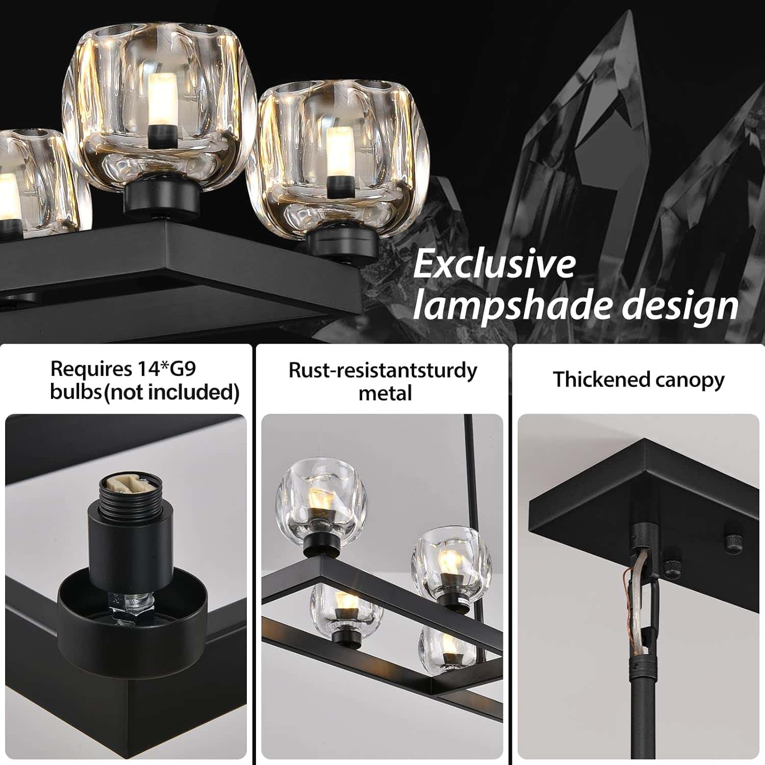 Modern Crystal Rectangle Wagon Wheel Chandeliers