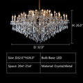 Oversized Luxury Candle Branch Raindrop Crystal Pendant Chandelier for Living/Dining Room/Foyer/Stairs