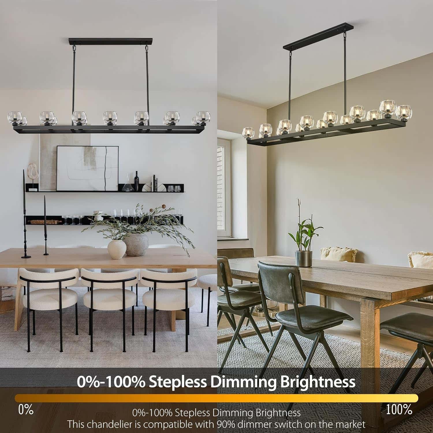Modern Crystal Rectangle Wagon Wheel Chandeliers