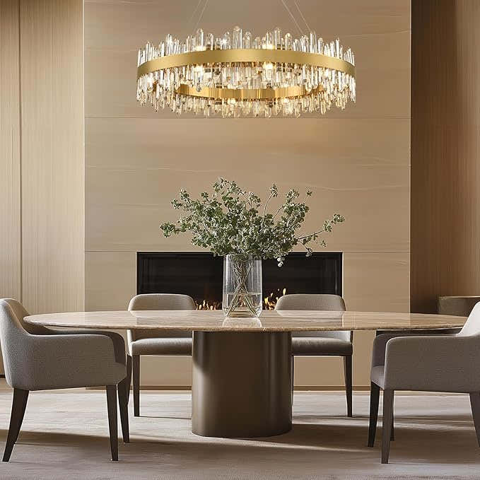 MDEGLYO Modern Crystal Round Chandelier