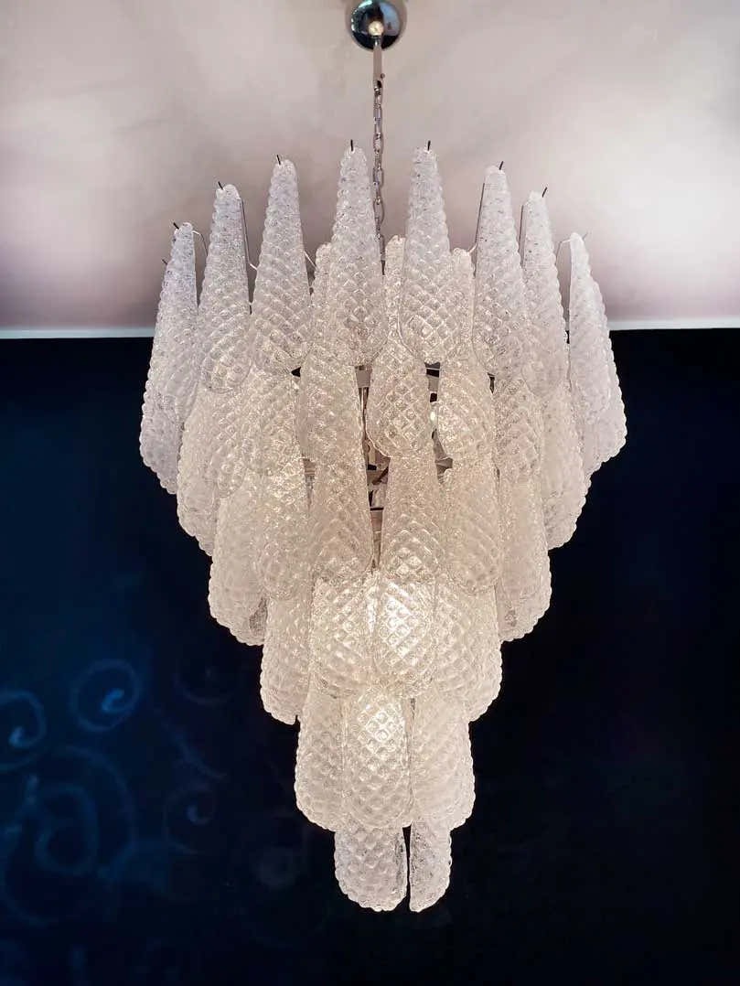Murano Chandelier – Drop – 75 glasses – Transparent