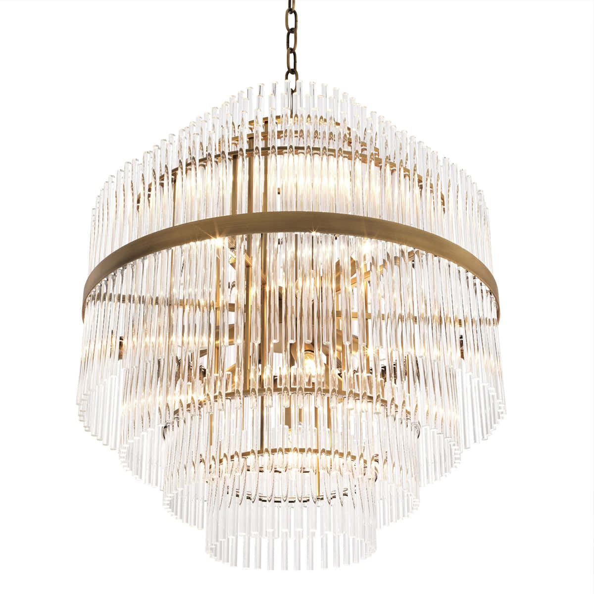 East Modern Brass Glass Chandelier - [Brass]