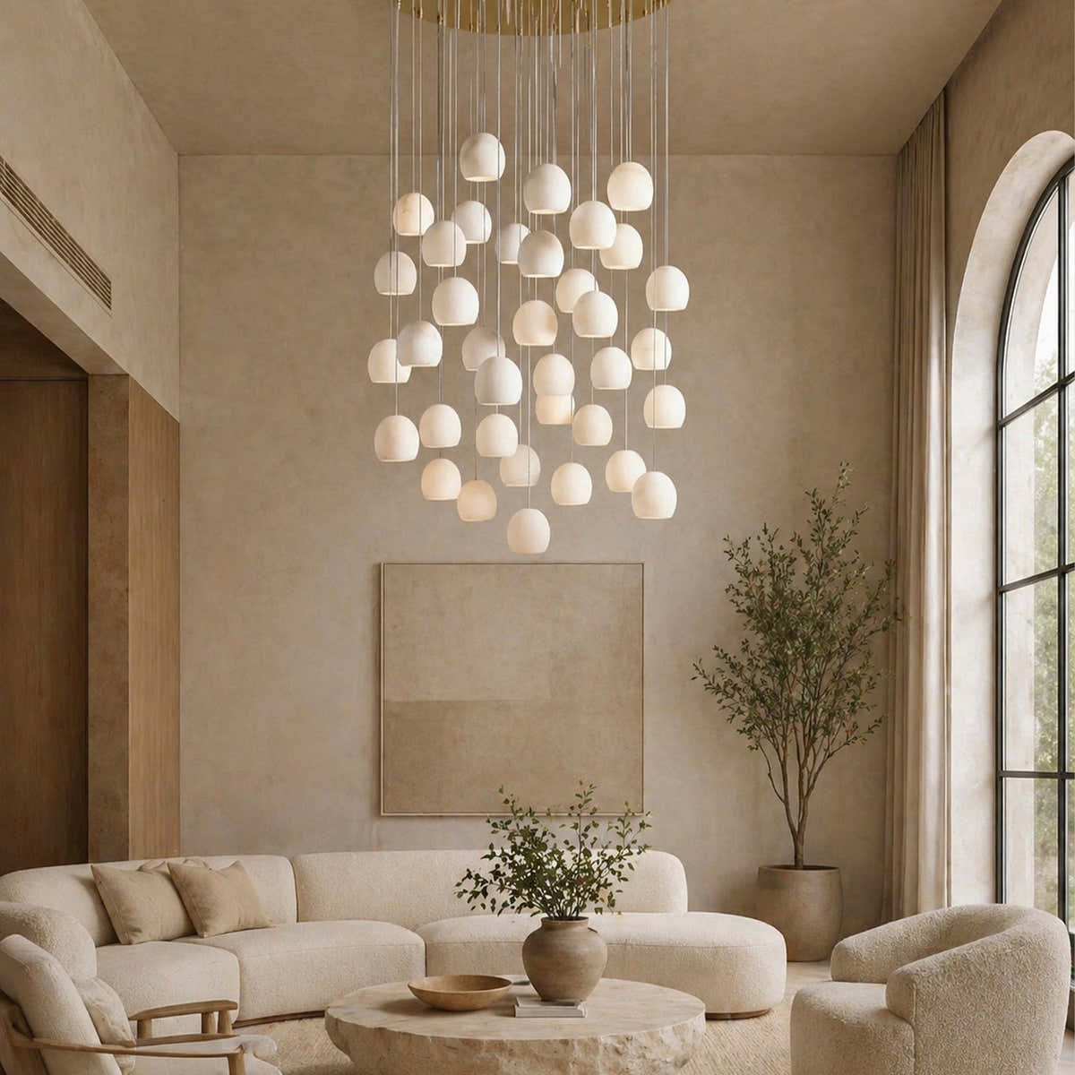 Arica Alabaster Round Chandelier