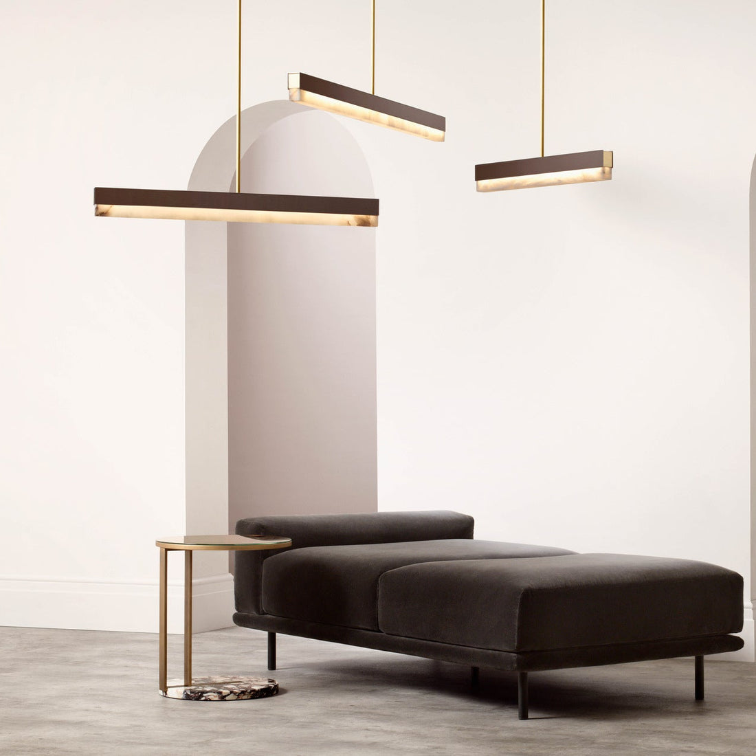 Artes Pendant Light - Alabaster, Bronze & Satin Brass