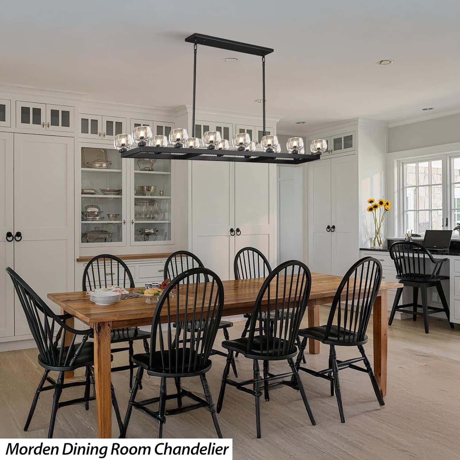 Modern Crystal Rectangle Wagon Wheel Chandeliers