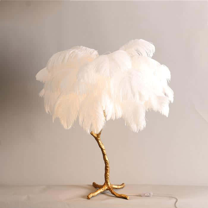 Aisa Featherly Ostrich Feathe Table Lamp