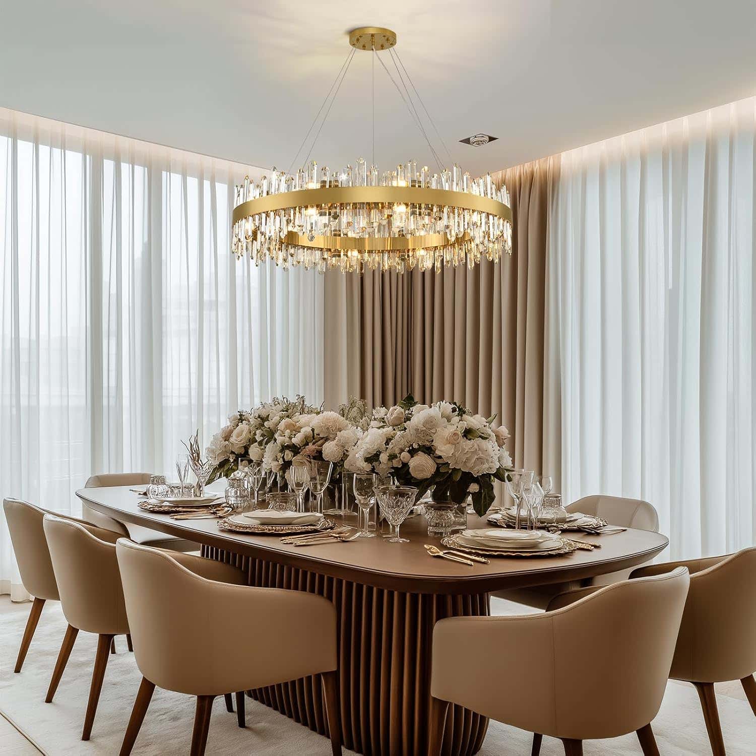 MDEGLYO Modern Crystal Round Chandelier