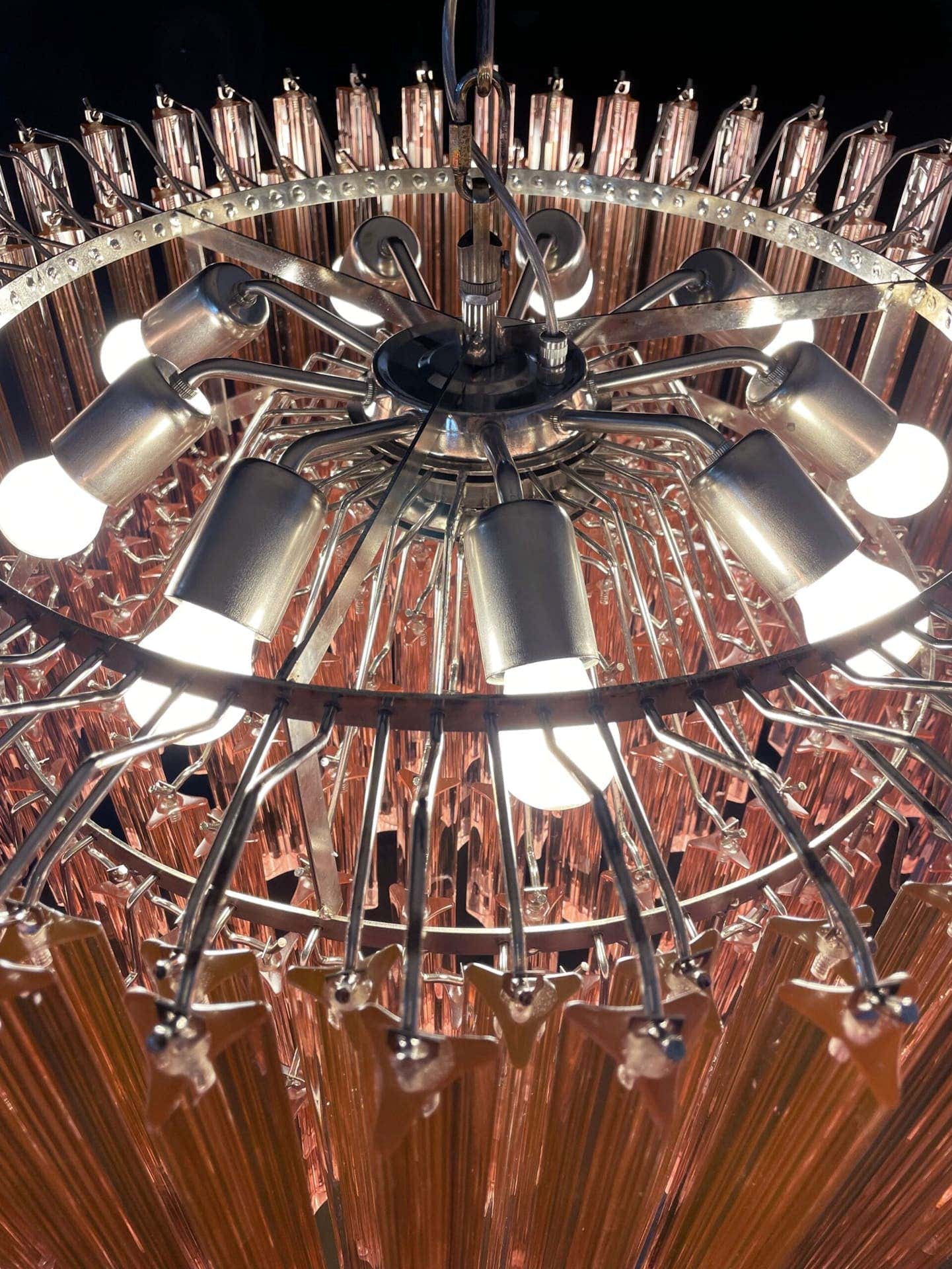 Murano Chandelier – Triedri Round – 265 prisms – Pink