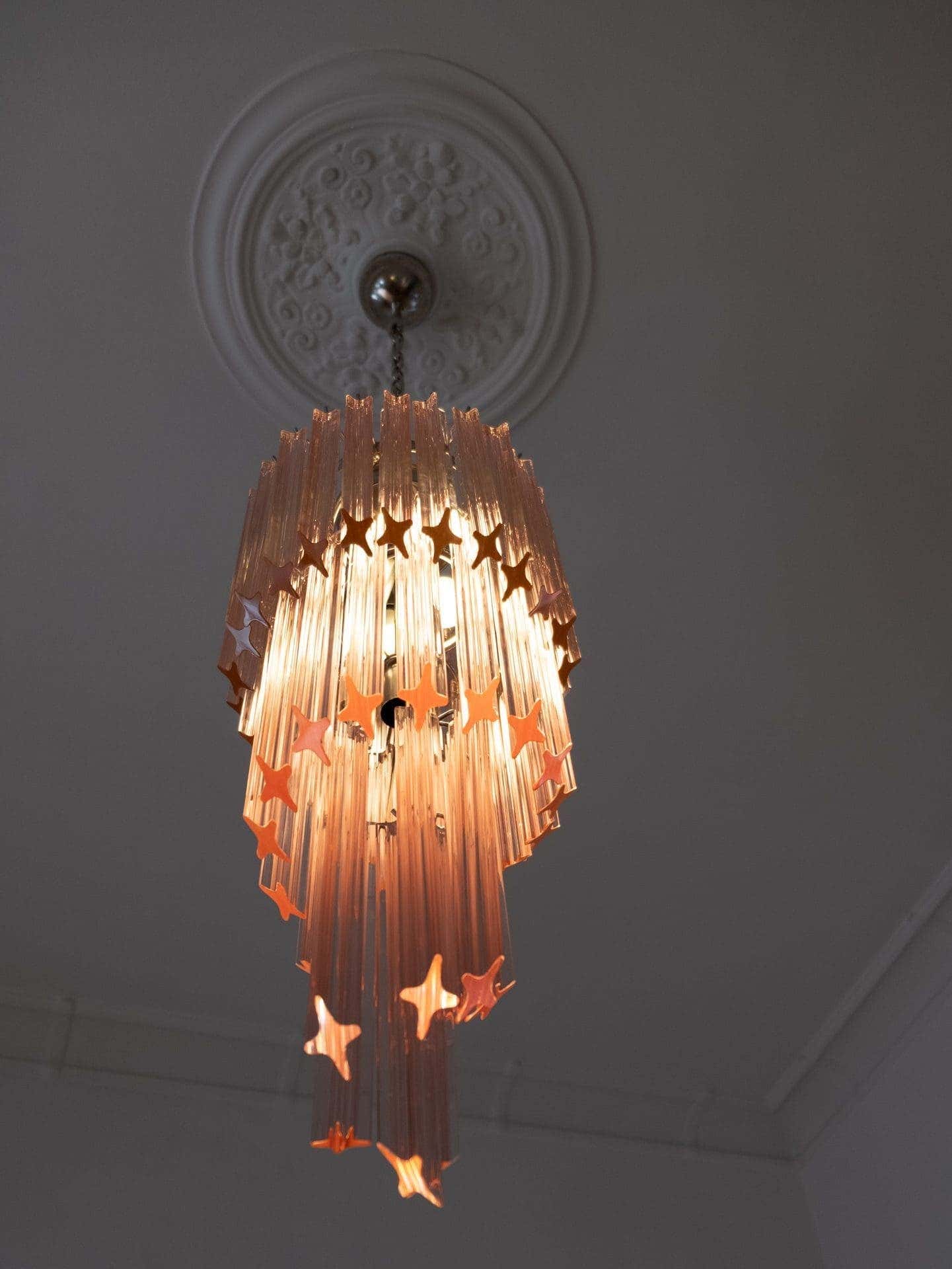 Murano Chandelier – Spiral – 54 prisms – Pink