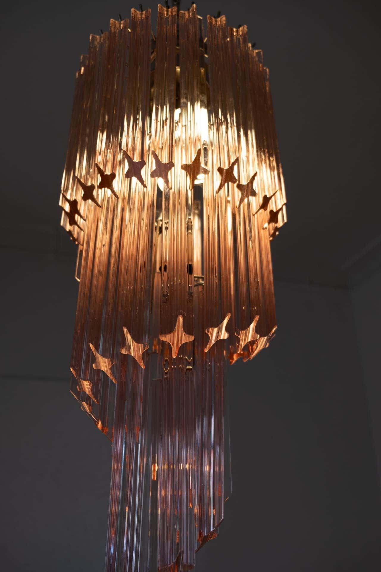 Murano Chandelier – Spiral – 54 prisms – Pink