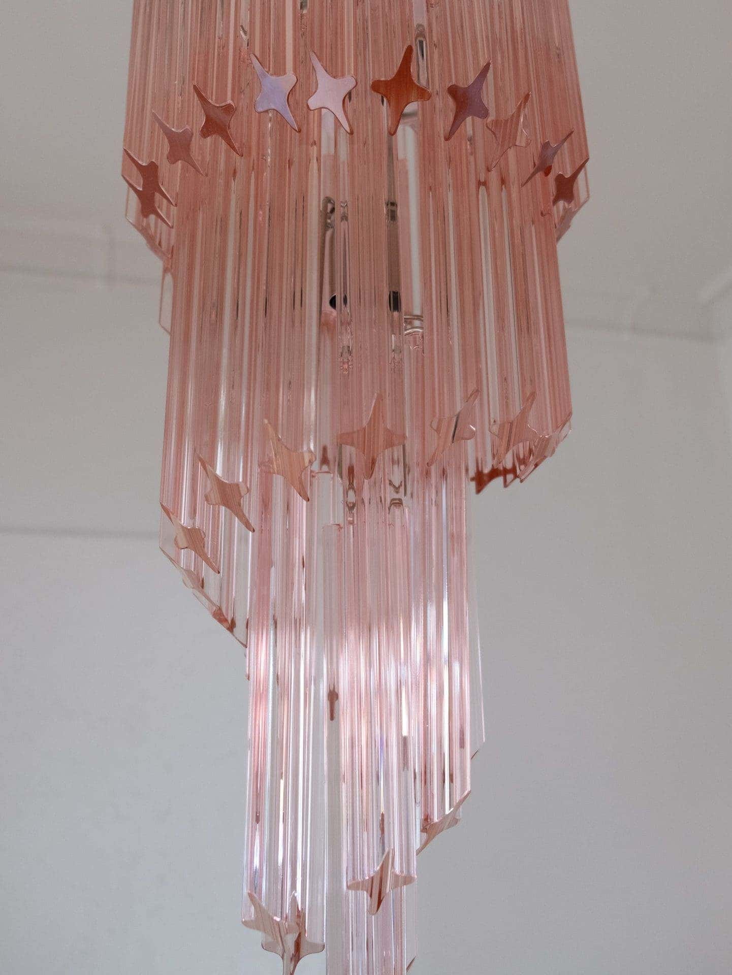 Murano Chandelier – Spiral – 54 prisms – Pink