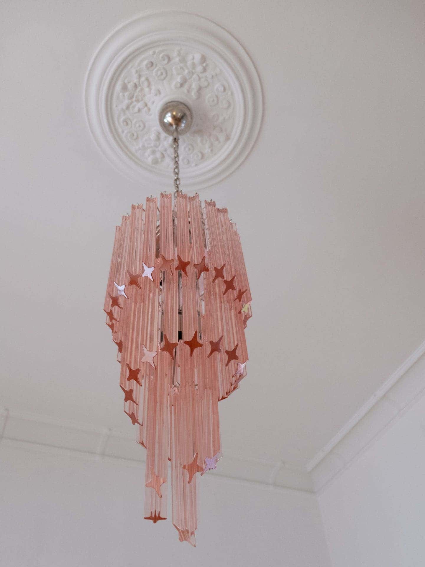 Murano Chandelier – Spiral – 54 prisms – Pink