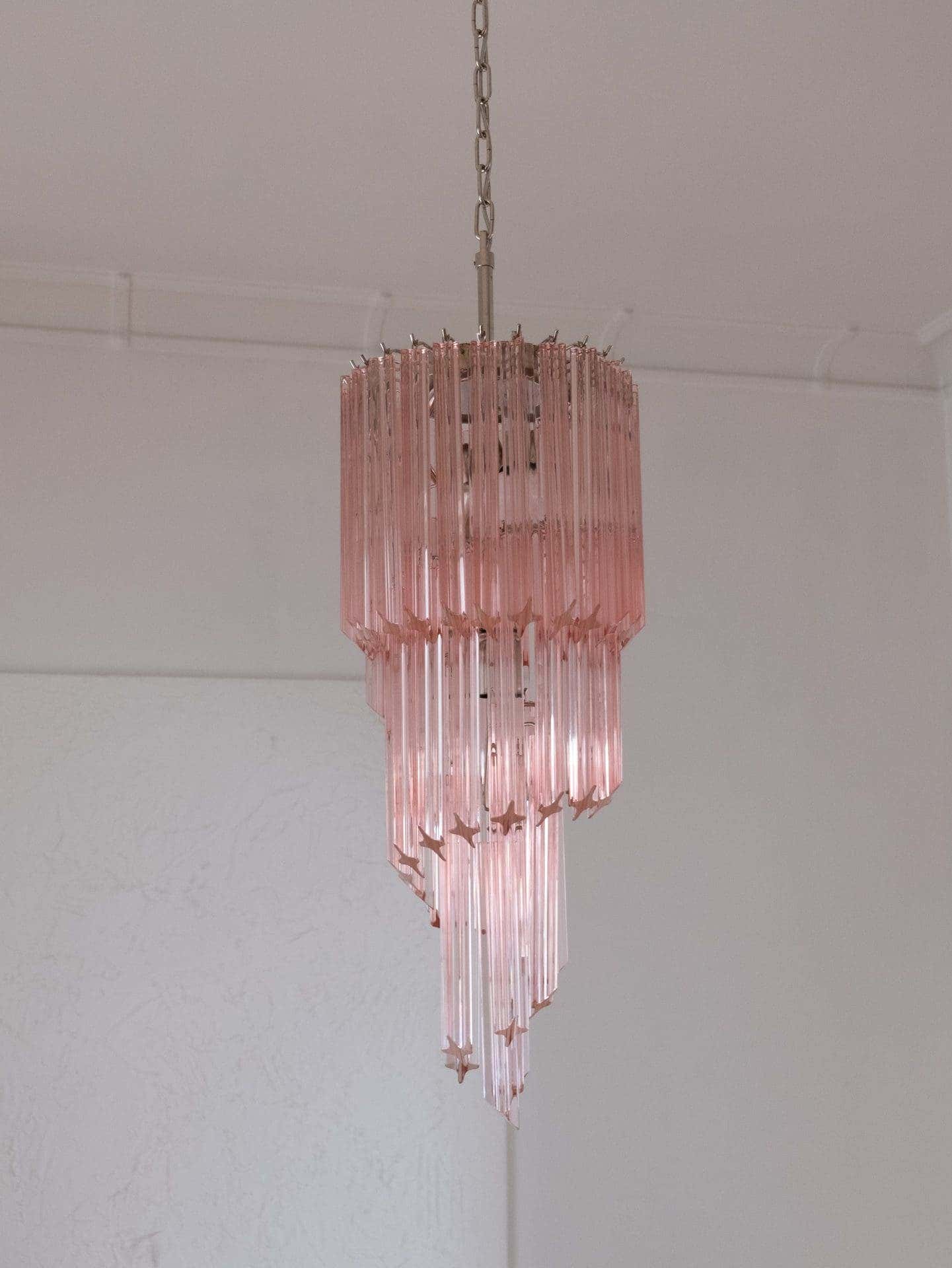 Murano Chandelier – Spiral – 54 prisms – Pink
