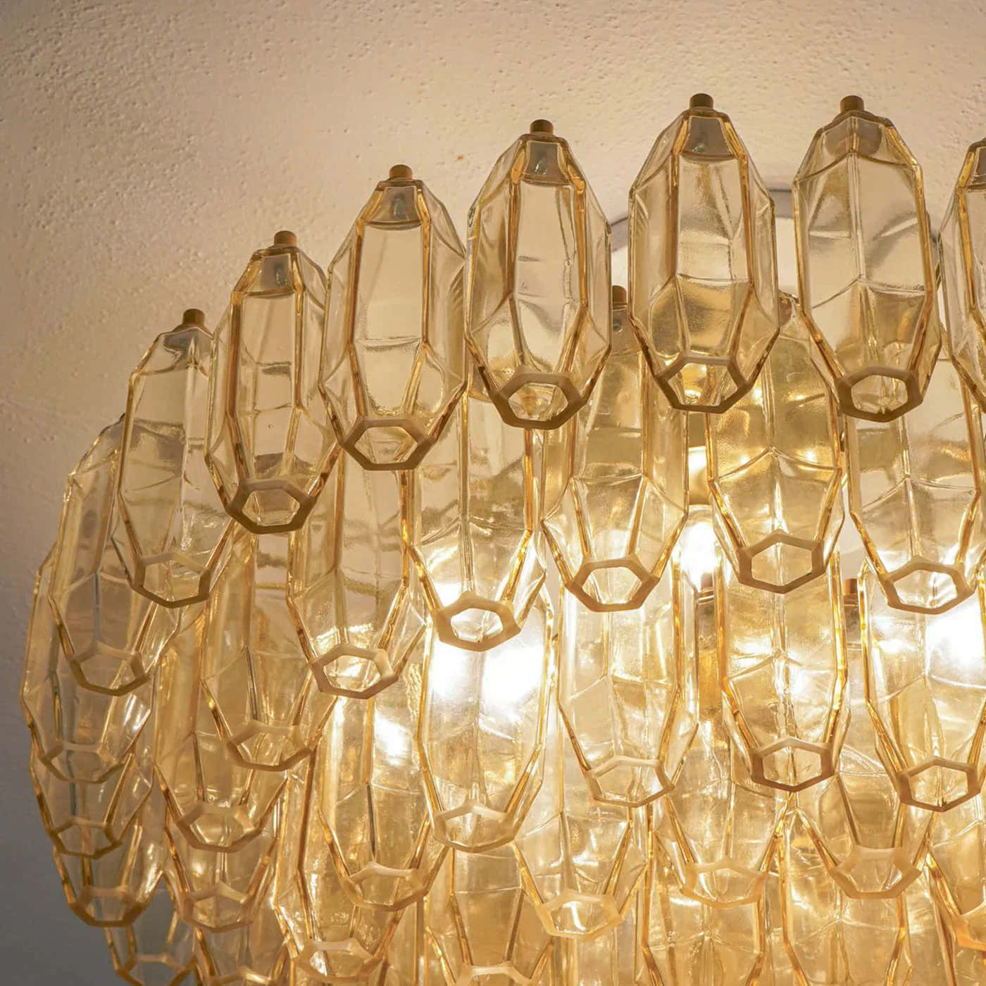 Prismatico 91 Elements Amber Compact Glass Chandelier 25"