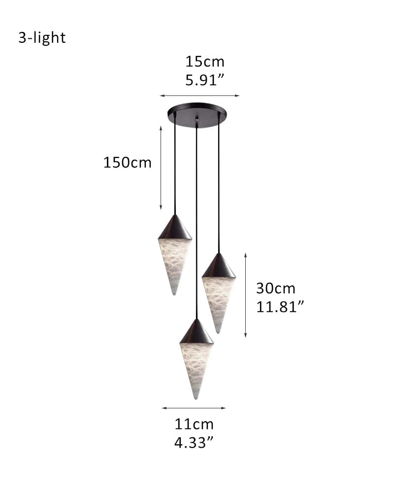 12 light Conical Cluster Minimalist Design Alabaster Pendant Light