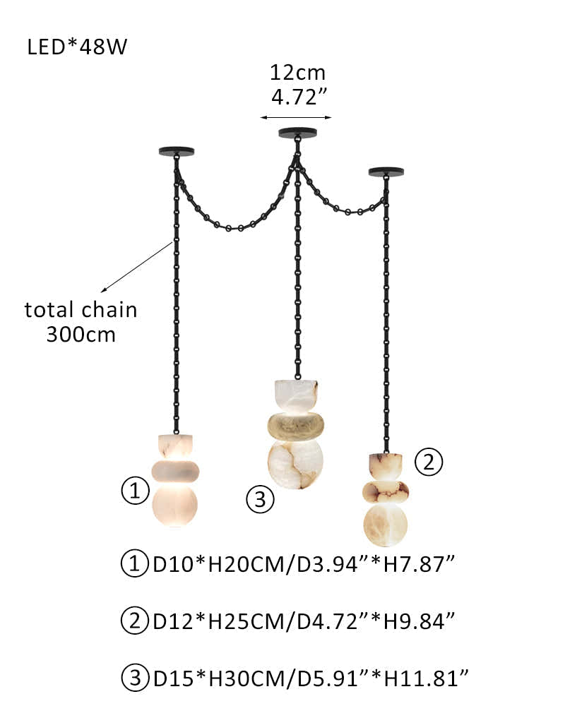 7 lights 6" Wide Multi Light LED Pendant Light Fixtures white alabaster indoor lighting