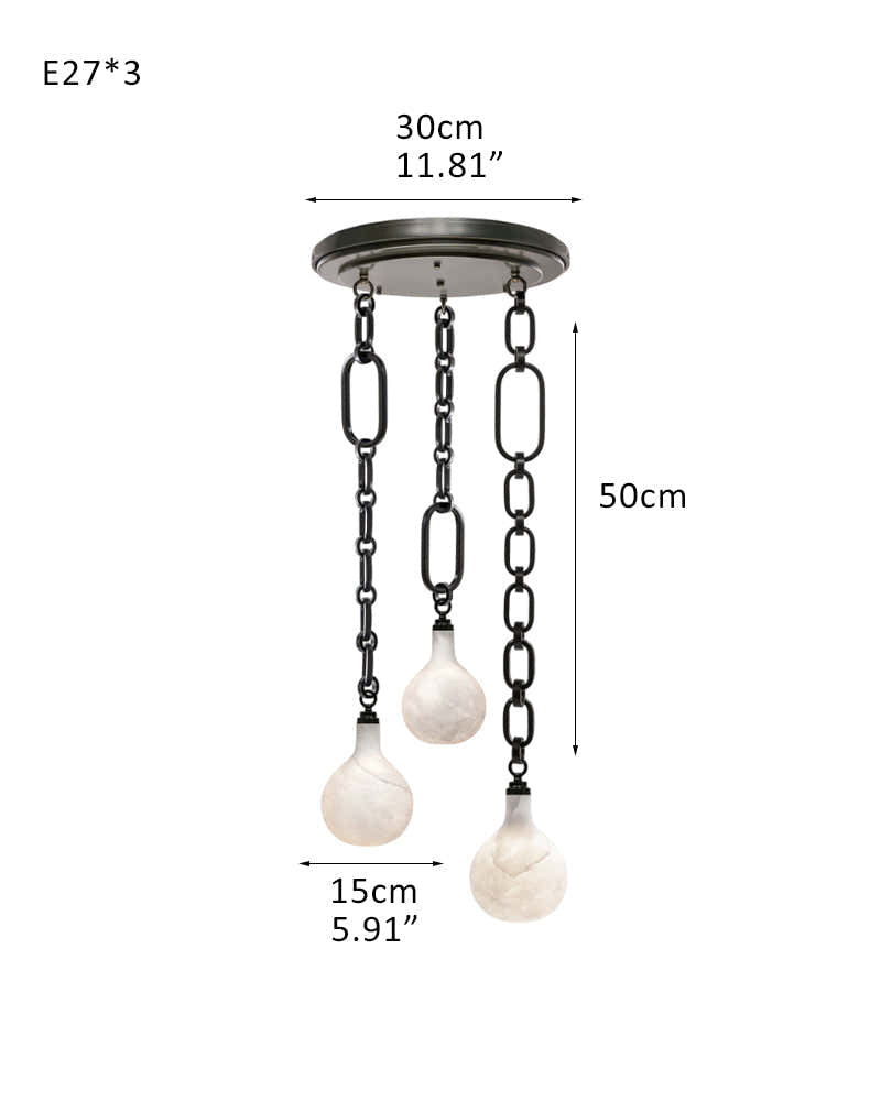 Cluster White Alabaster Globe Pendant Light with adjustable chain