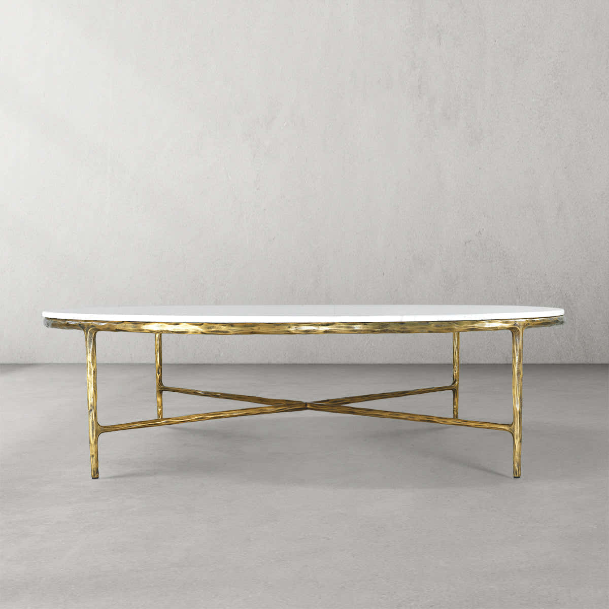 Hand-Forged Metal Marble Round Coffee Table 36" 55"