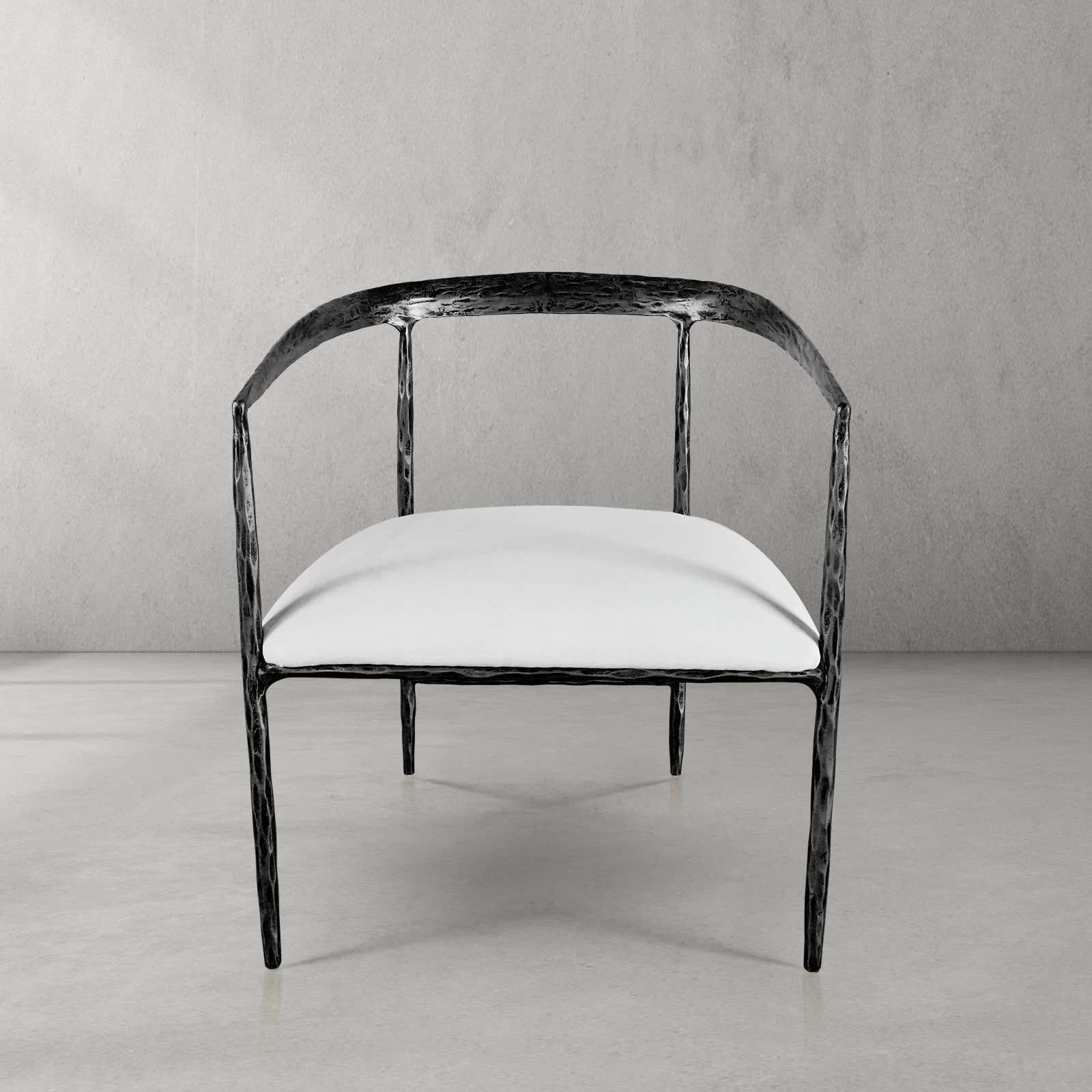Hand-Forged Metal Curved Chair