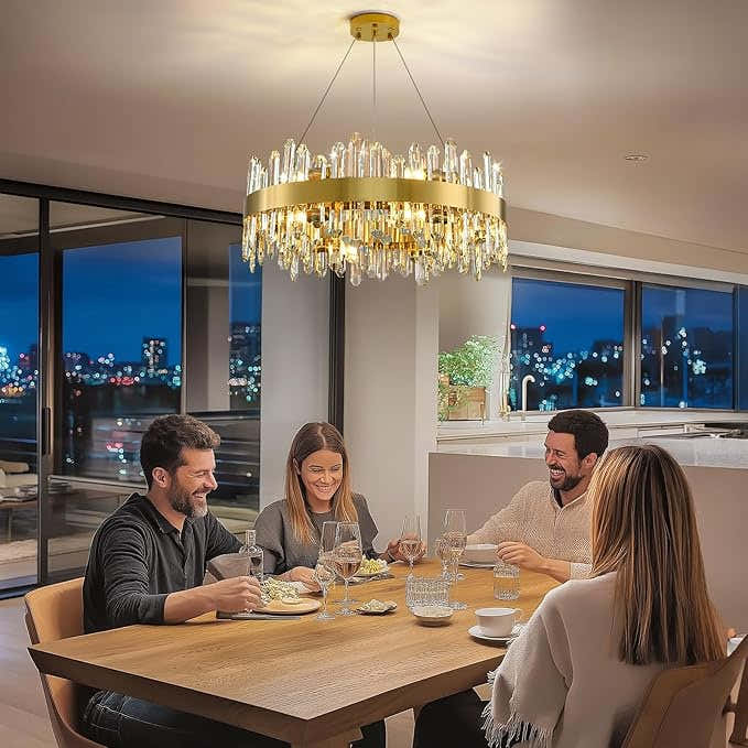 MDEGLYO Modern Crystal Round Chandelier
