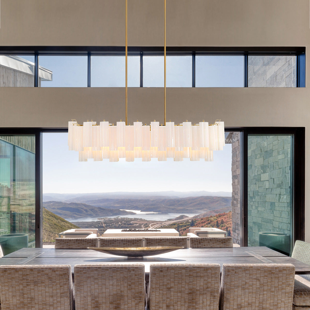 Addis Murano Glass Linear Chandelier 51"