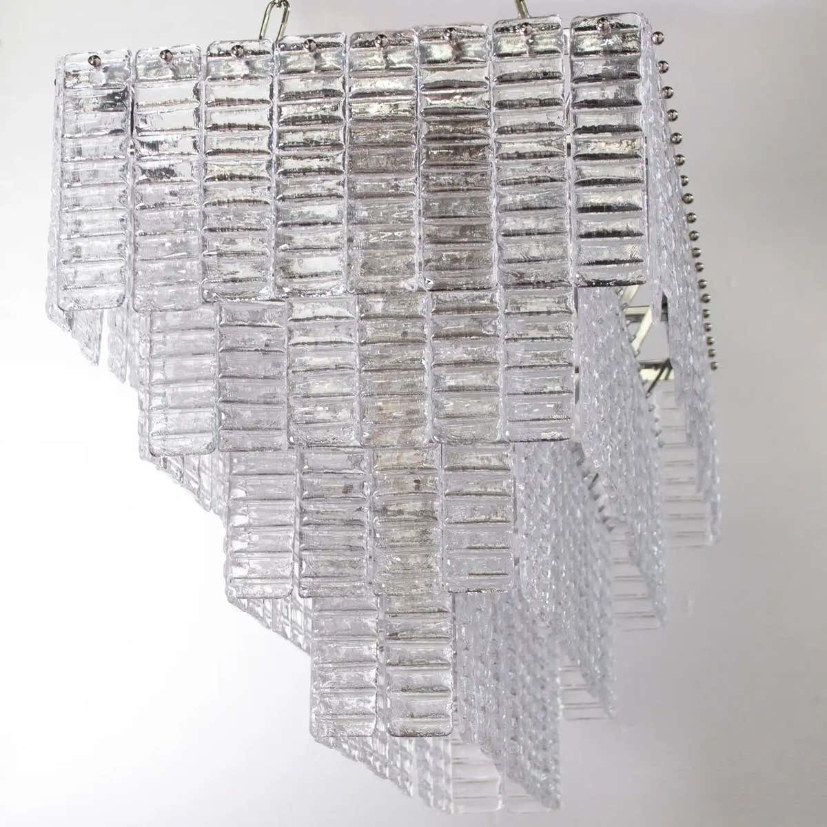 Grande lampadario con listelli vetro di Murano ispirato al mid-century italiano