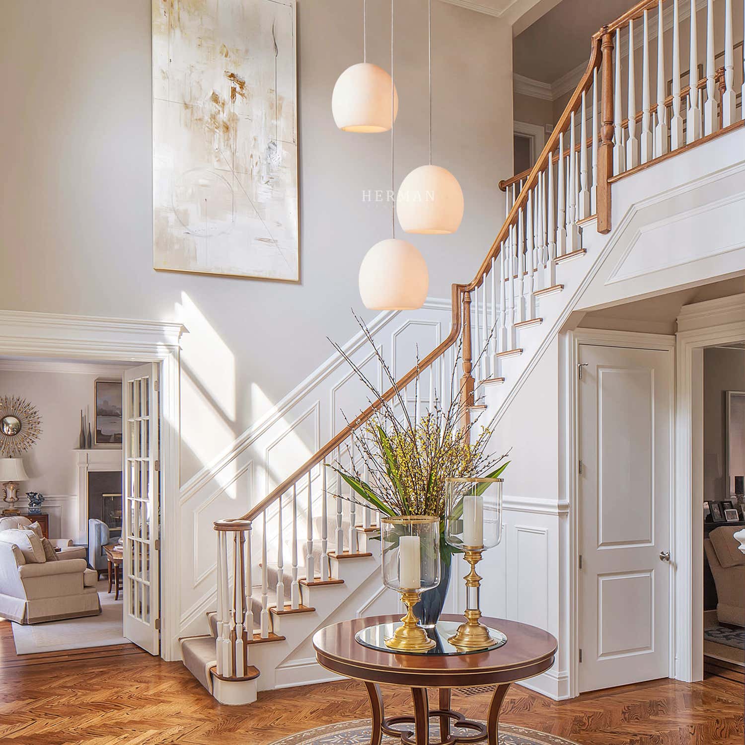 Arica Alabaster Round Chandelier
