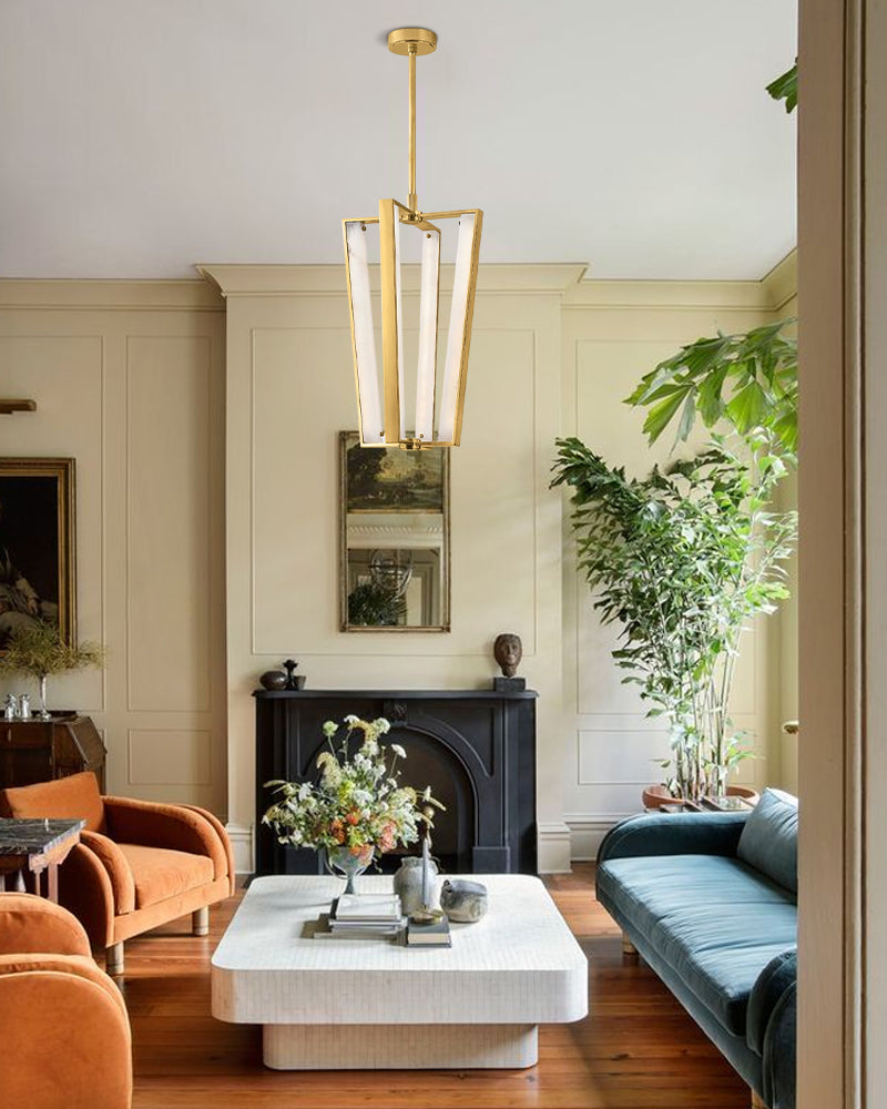 Aged Brass/Black LED Arm Edgemere Cage Collection Linear Pendants Light 16"