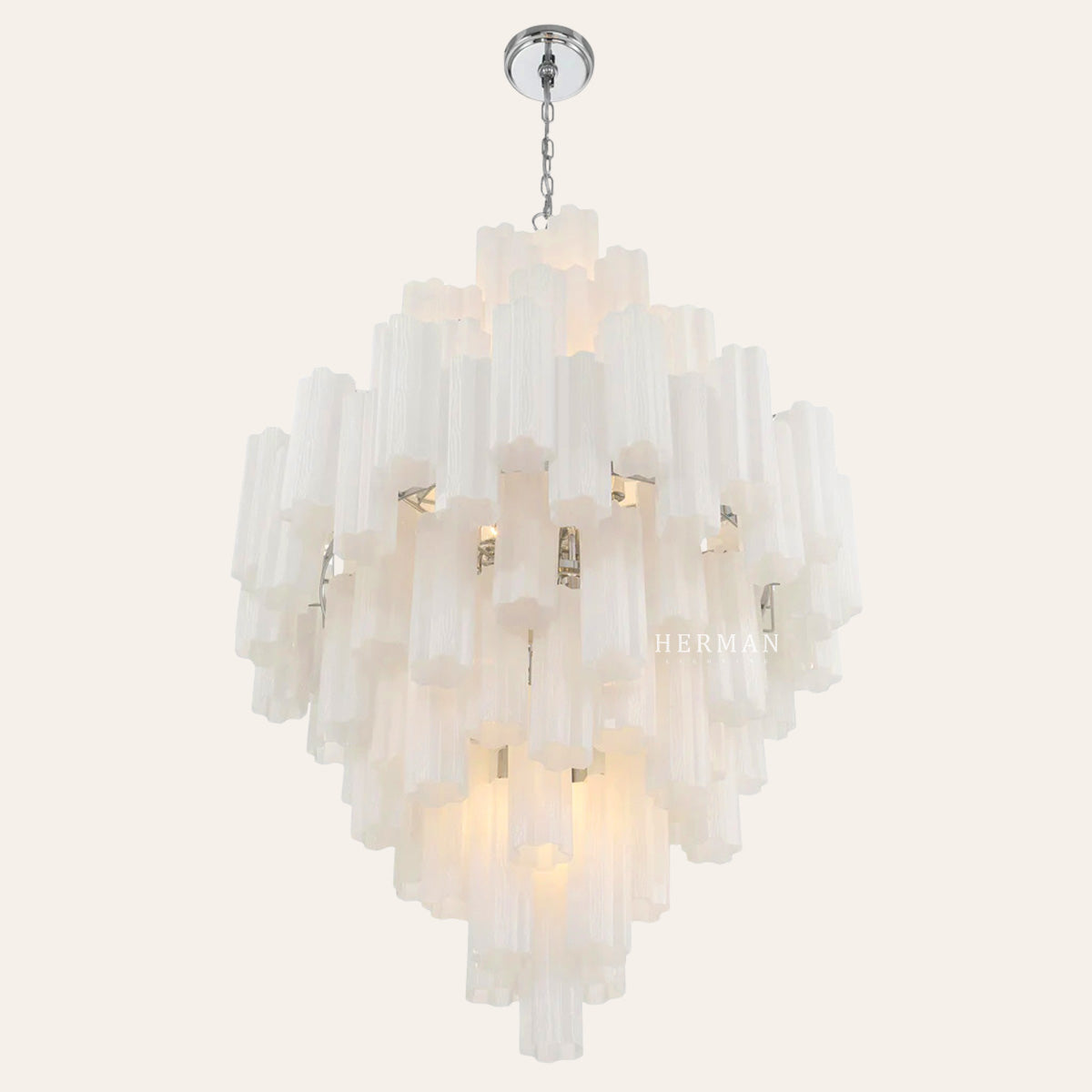 Addis Murano Glass Diamond Chandelier 49"H