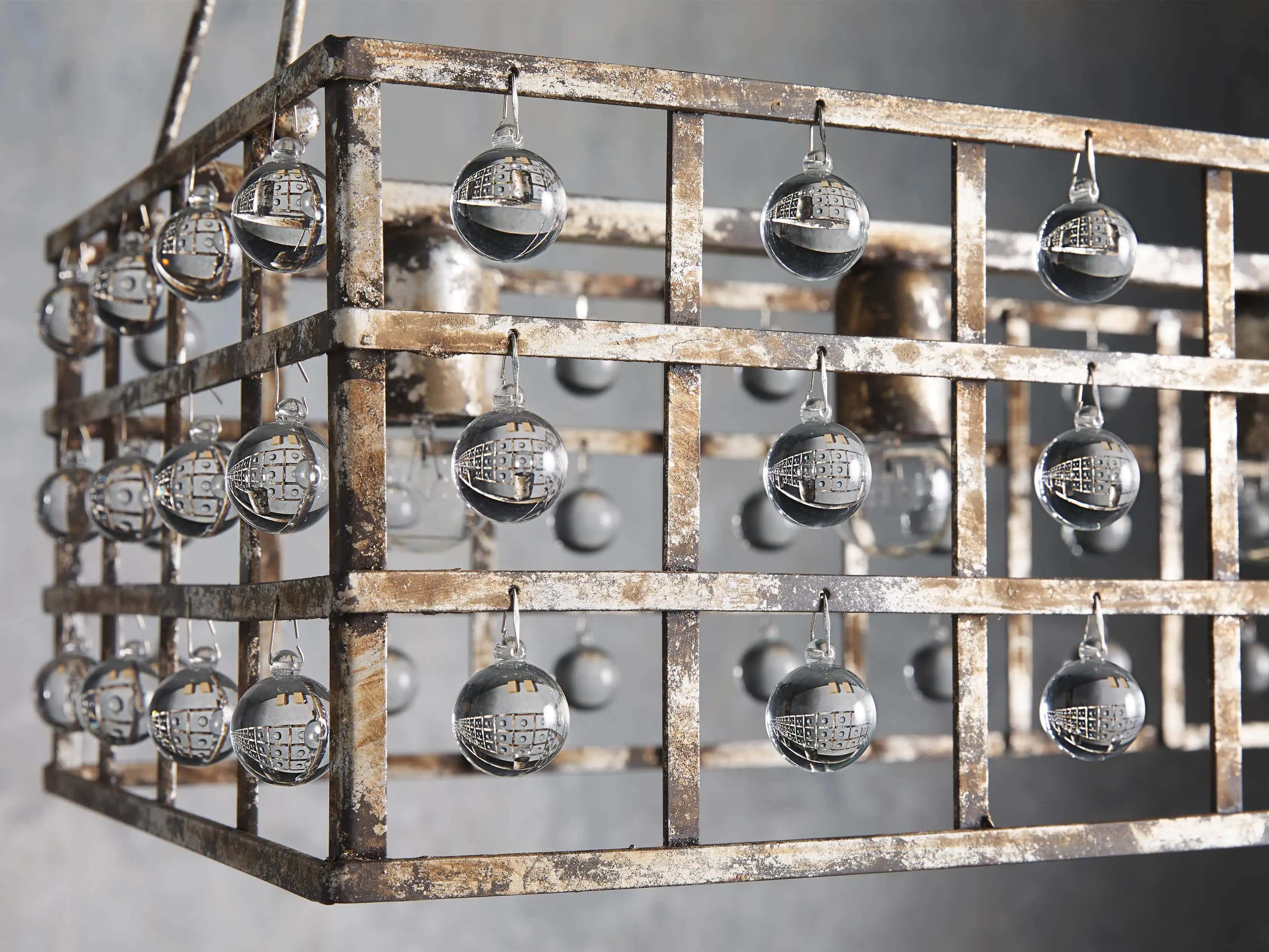 La Cage 50" Rectangular Chandelier in Silver