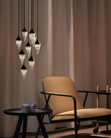 12 light Conical Cluster Minimalist Design Alabaster Pendant Light