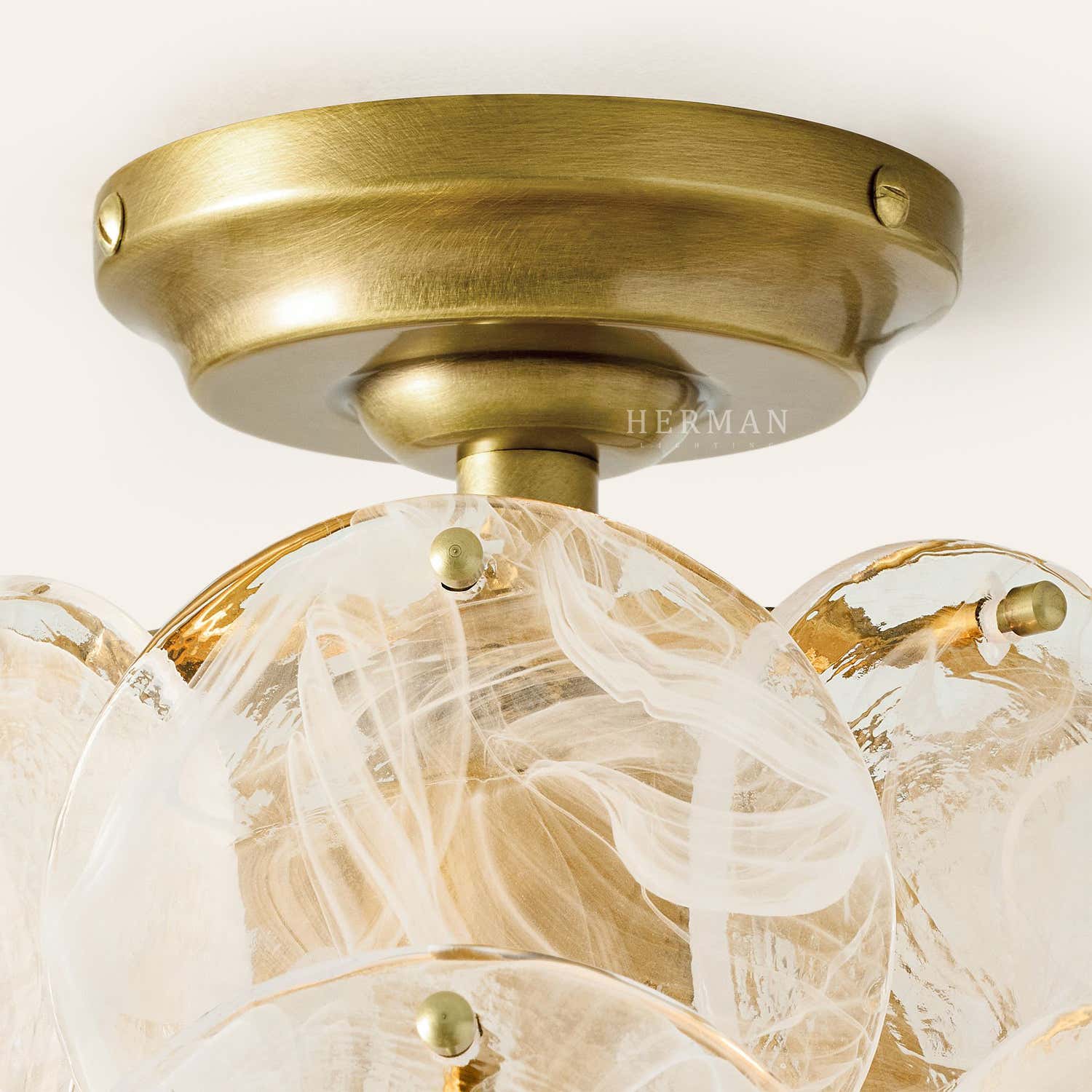 Riviera Glass Disc Round Flush Mount 12"