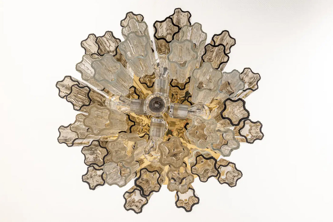 Large Tronchi Murano Glass Chandelier Design Venini for Kalmar, Austria, 1960s