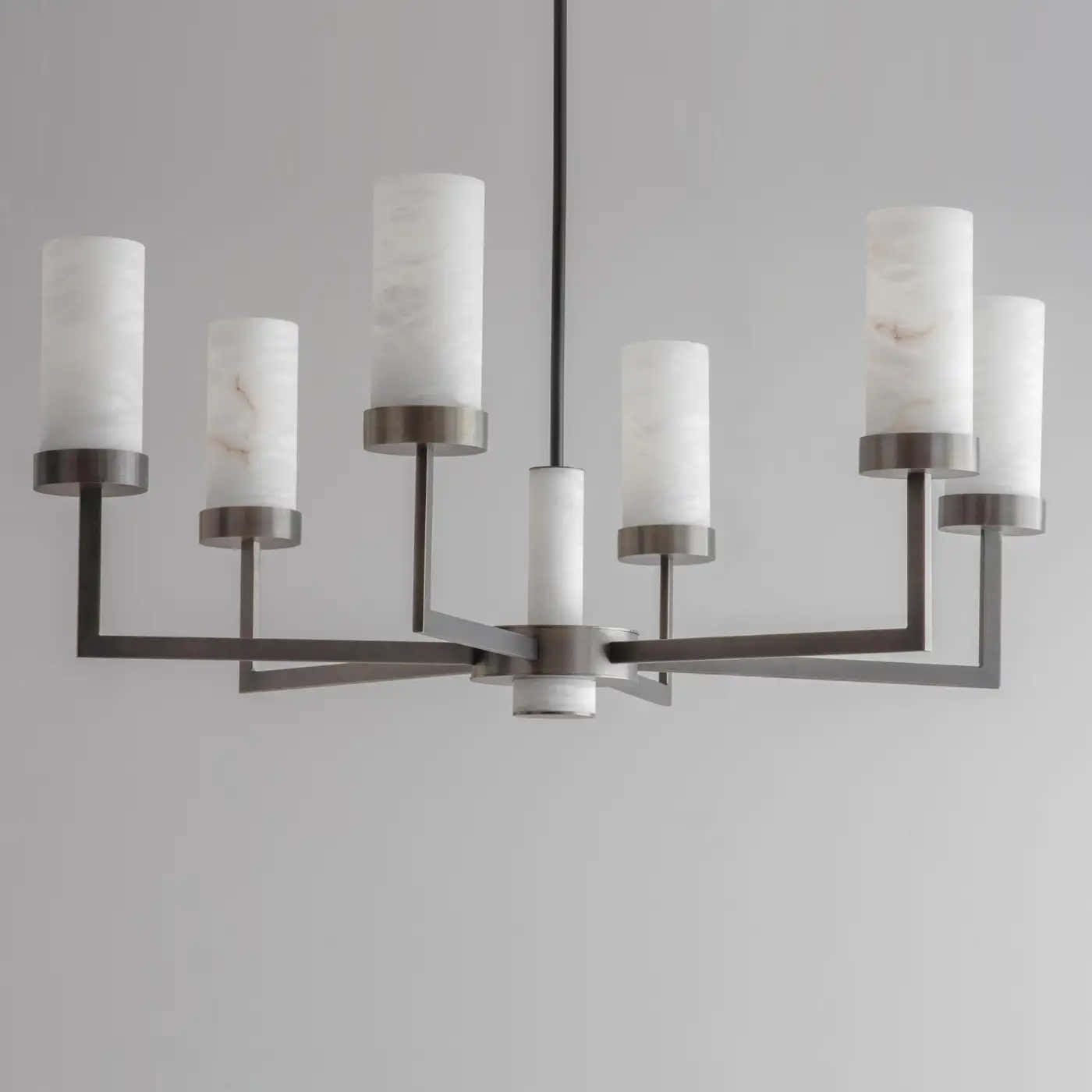 Contemporary  Alabaster 6-arm Compass Chandelier