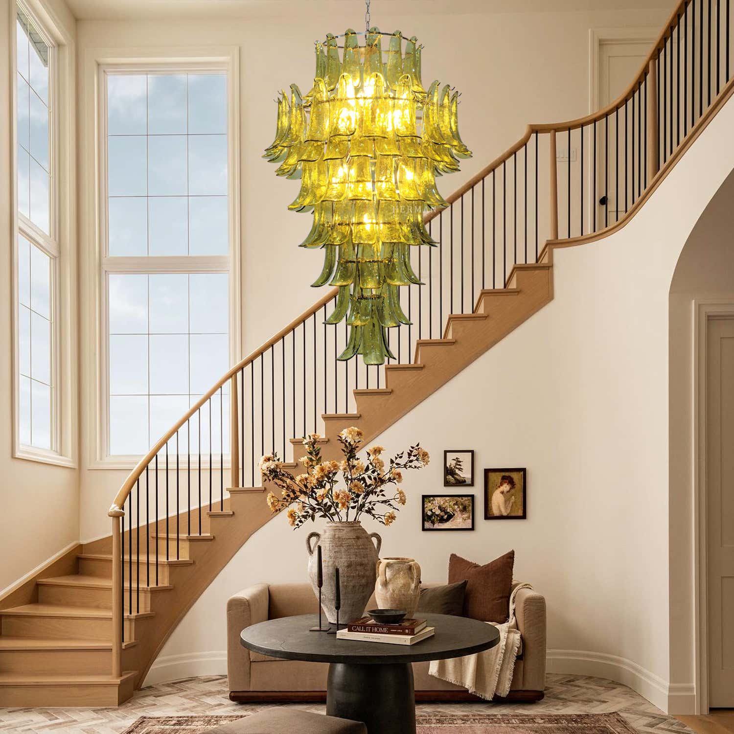 Green Petalo Murano Chandelier