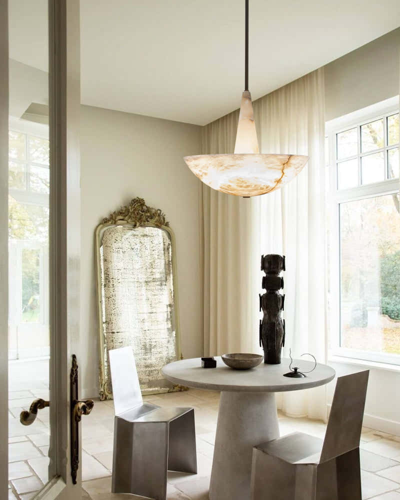Domus Alabaster Round Bowl Ceiling Pendant Light 20in 28in