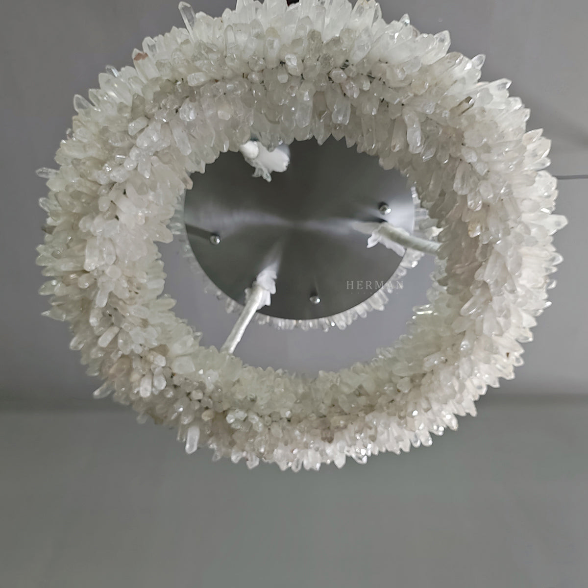 24-47 Inch Round Clear Geode Quartz Crystal Ring Pendant Light Modern Chandelier for Living Room