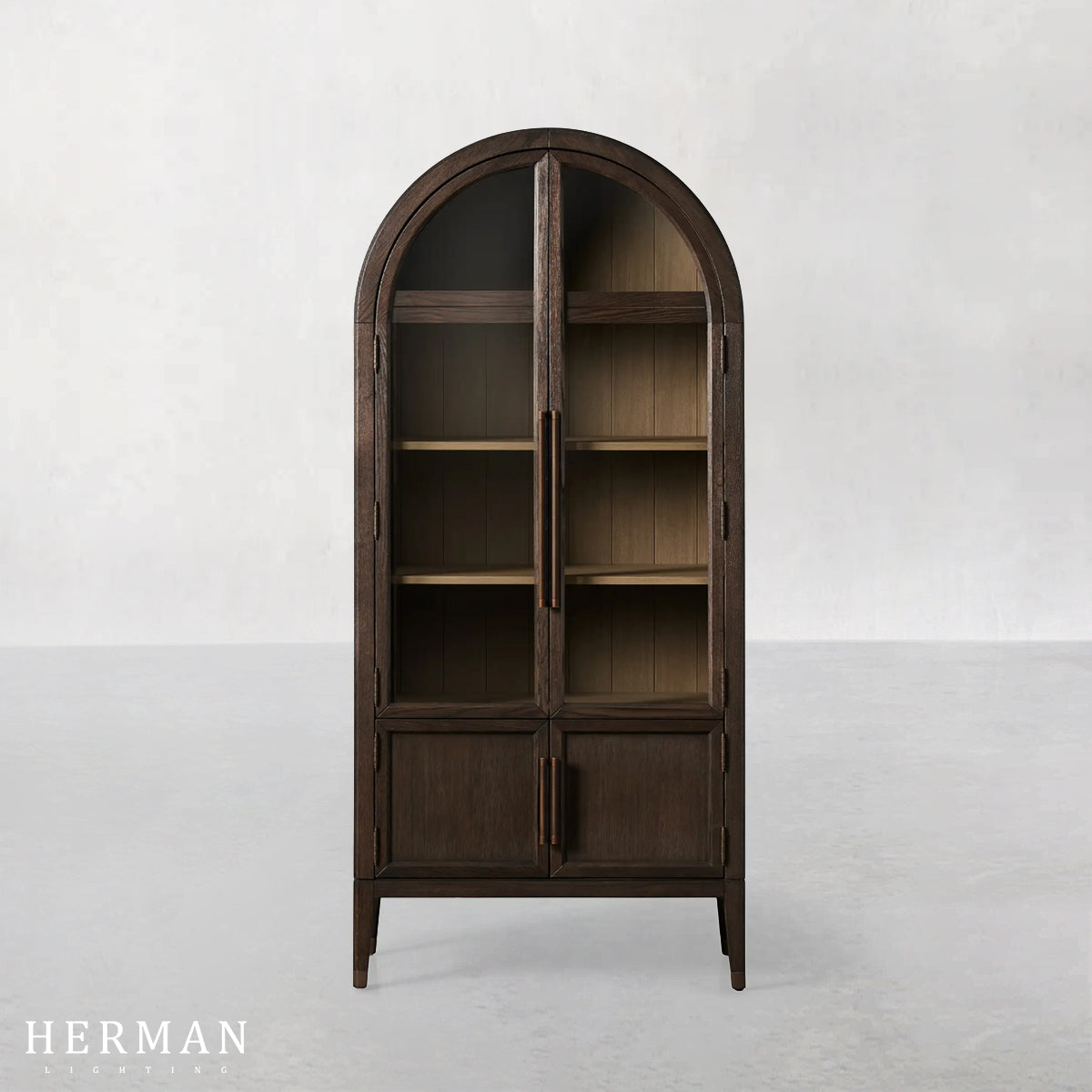 Hattie Glass Accent Cabinet in Oak 36"W 46"W