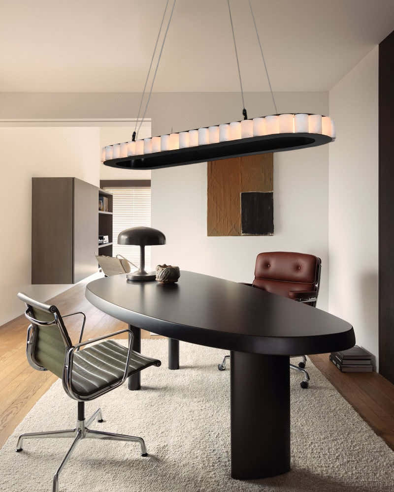 Ring Alabaster Oval Chandelier for Kitchen Island