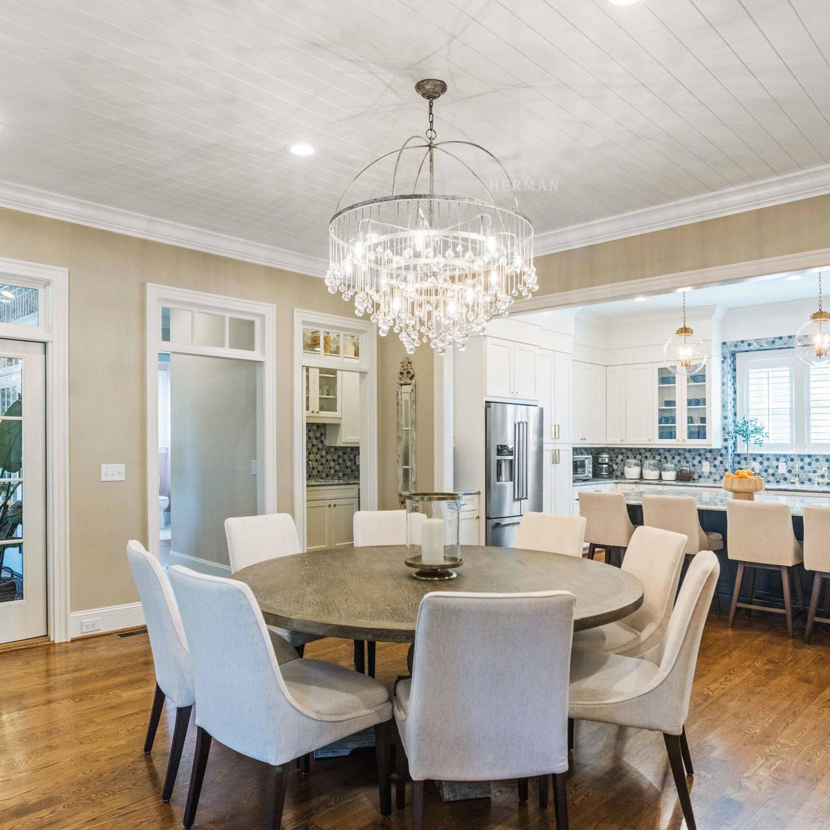 Aubrey Modern Crystal Ball 4 Tier Chandelier 37"