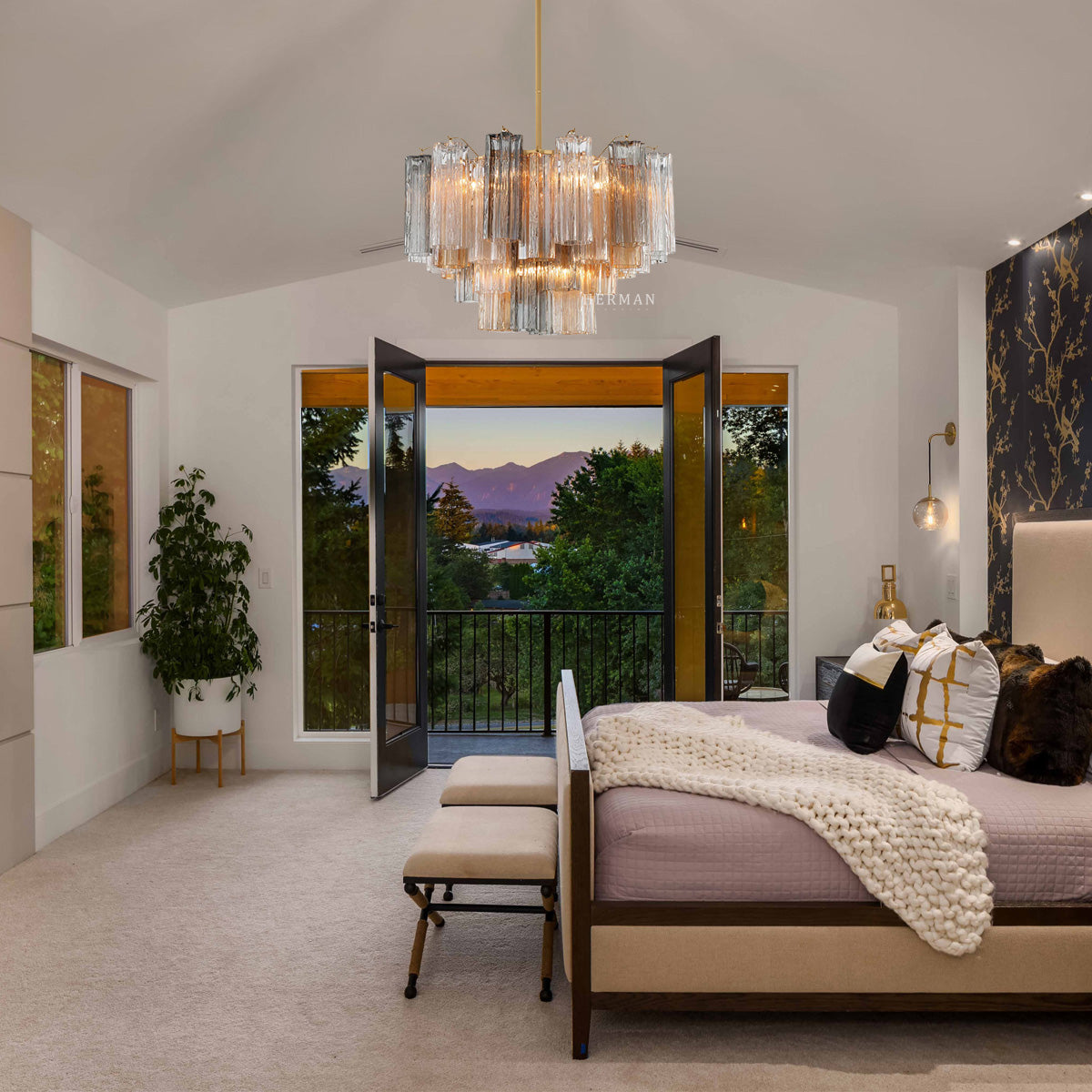 Addis Murano Glass Chandelier 17.8" 19.8" 22" 26.8" 32''D