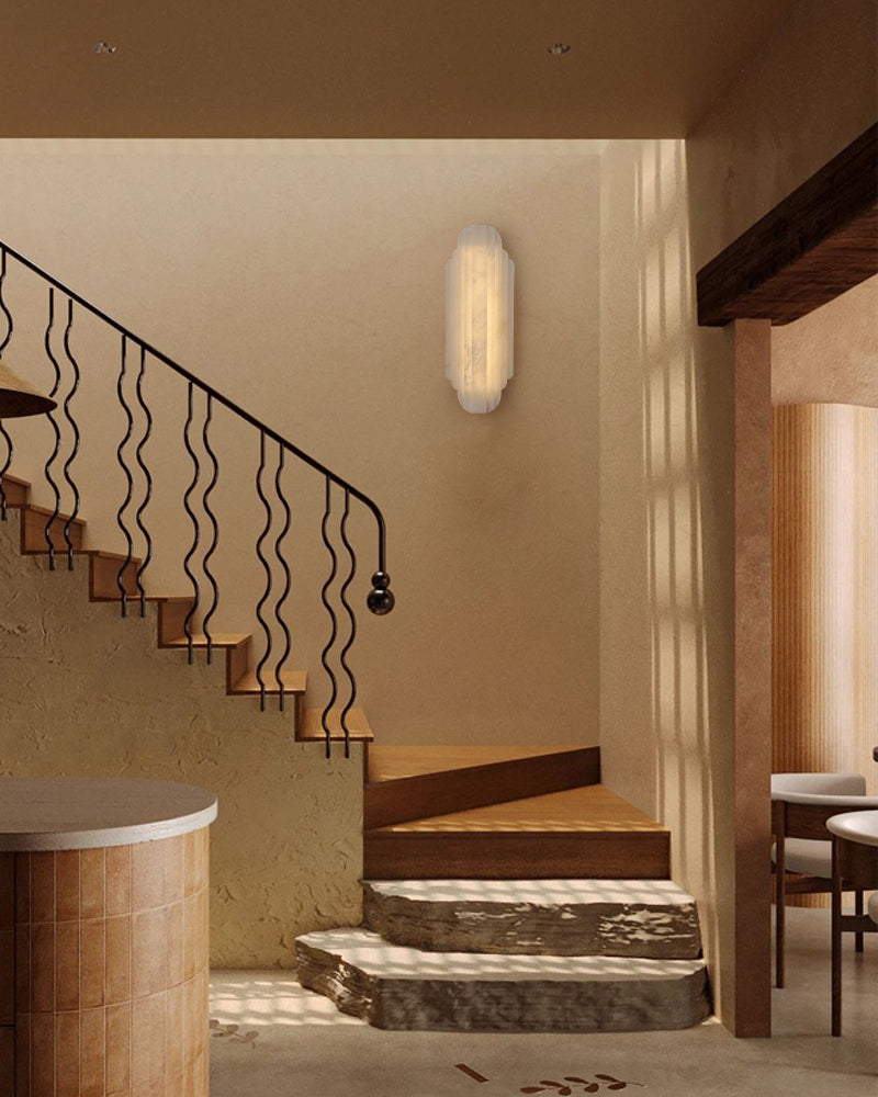 Vanity light fixtures Estelle Alabaster Hillside Flush Mounted Wall Sconces Height 20" 30"