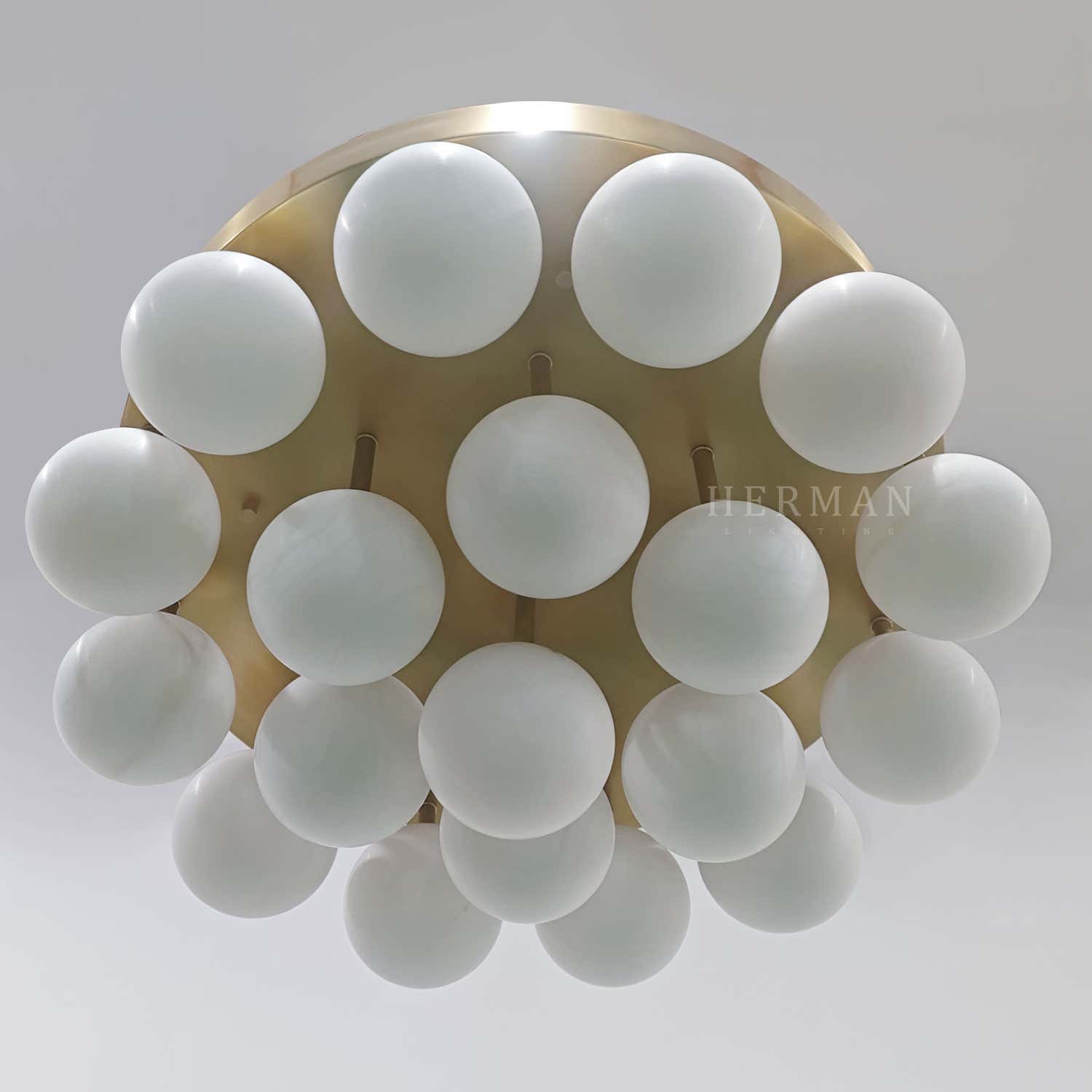 Alabaster Semi Flush Mount with Etched Opal Marble Shades