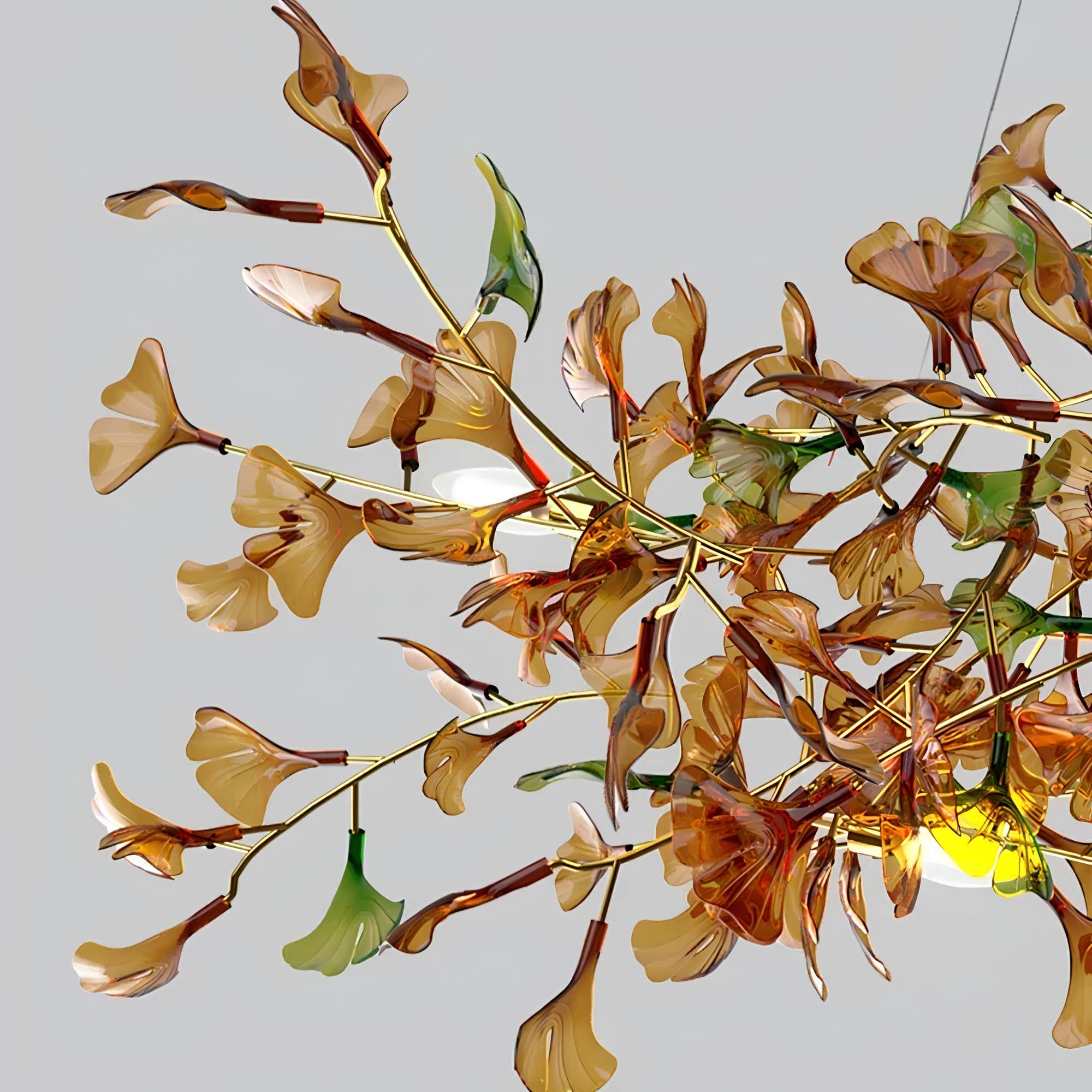 Green/Brown Ginkgo Leaf Restaurant chandelier