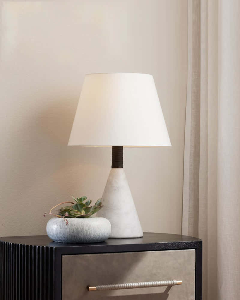 Art Design Arteriors Everly Alabaster Table Lamp Wide 15" with White Linen Fabric Lampshade