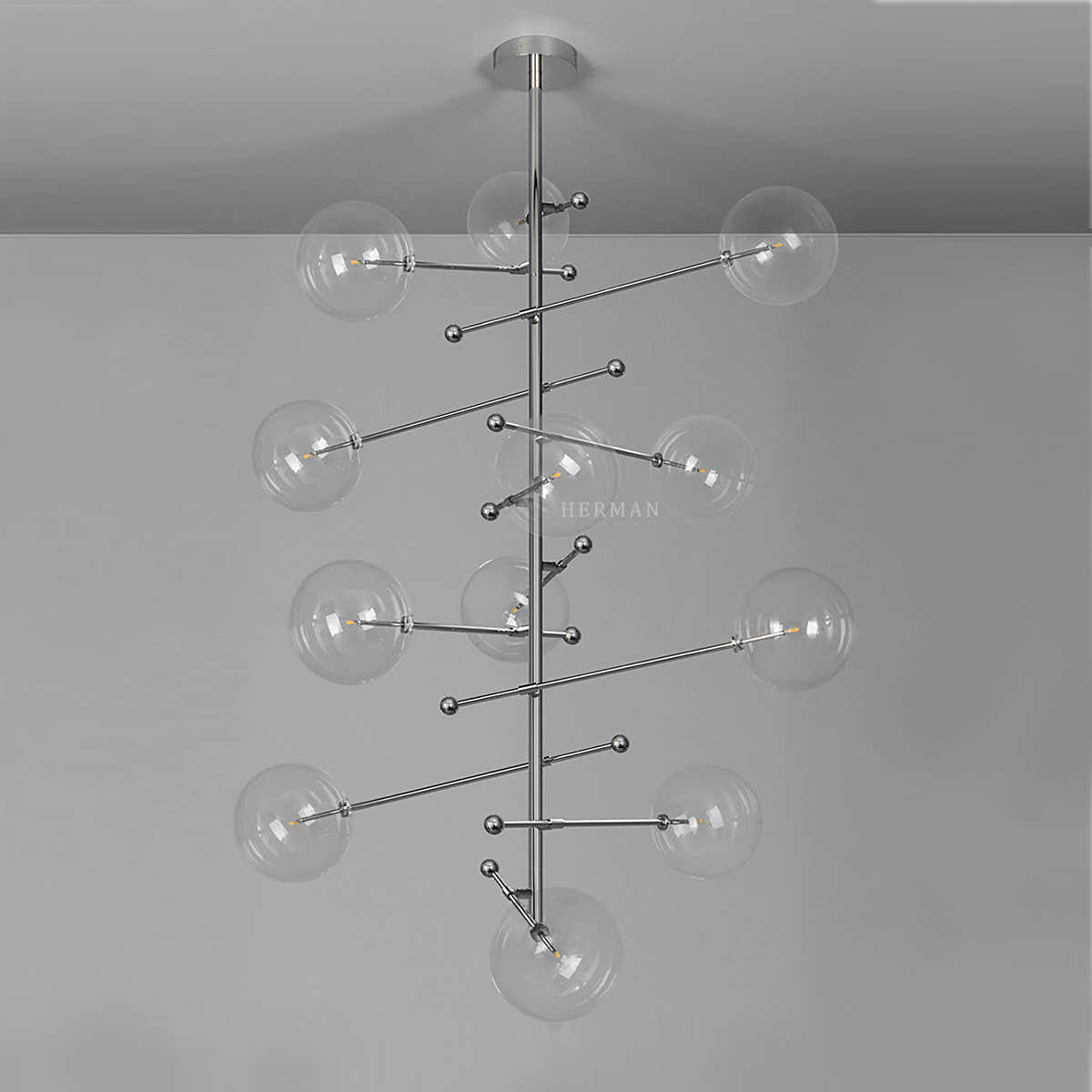 Aero 12-Light Modern Brass Chandelier