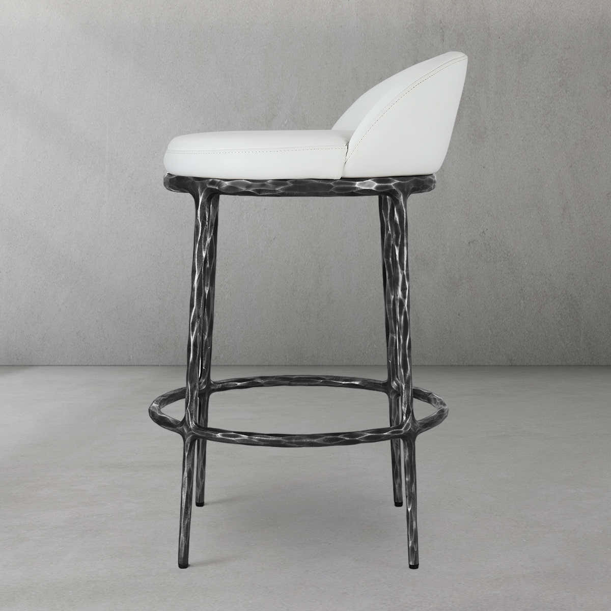 Hand-Forged Metal Bar Swivel Counter Stool