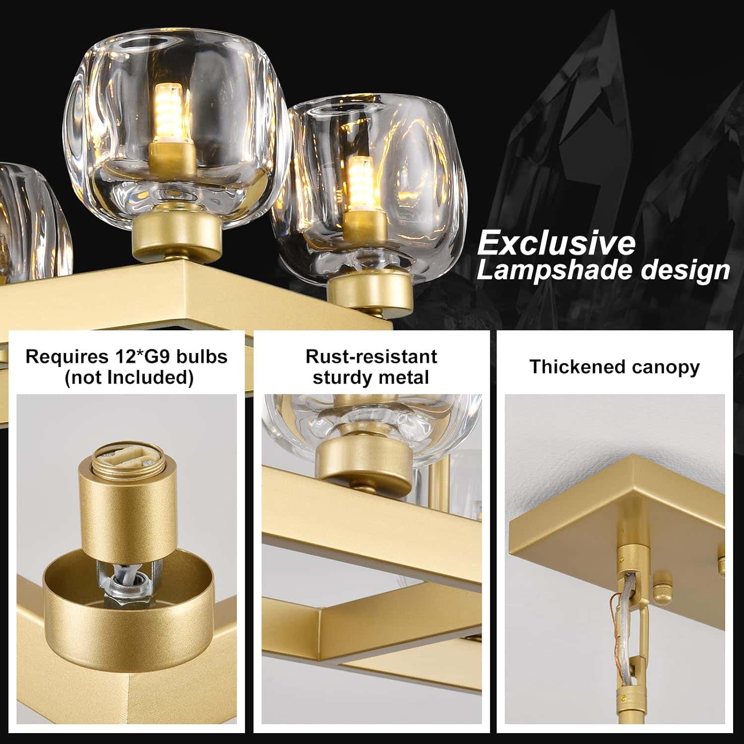Modern Crystal Rectangle Wagon Wheel Chandeliers